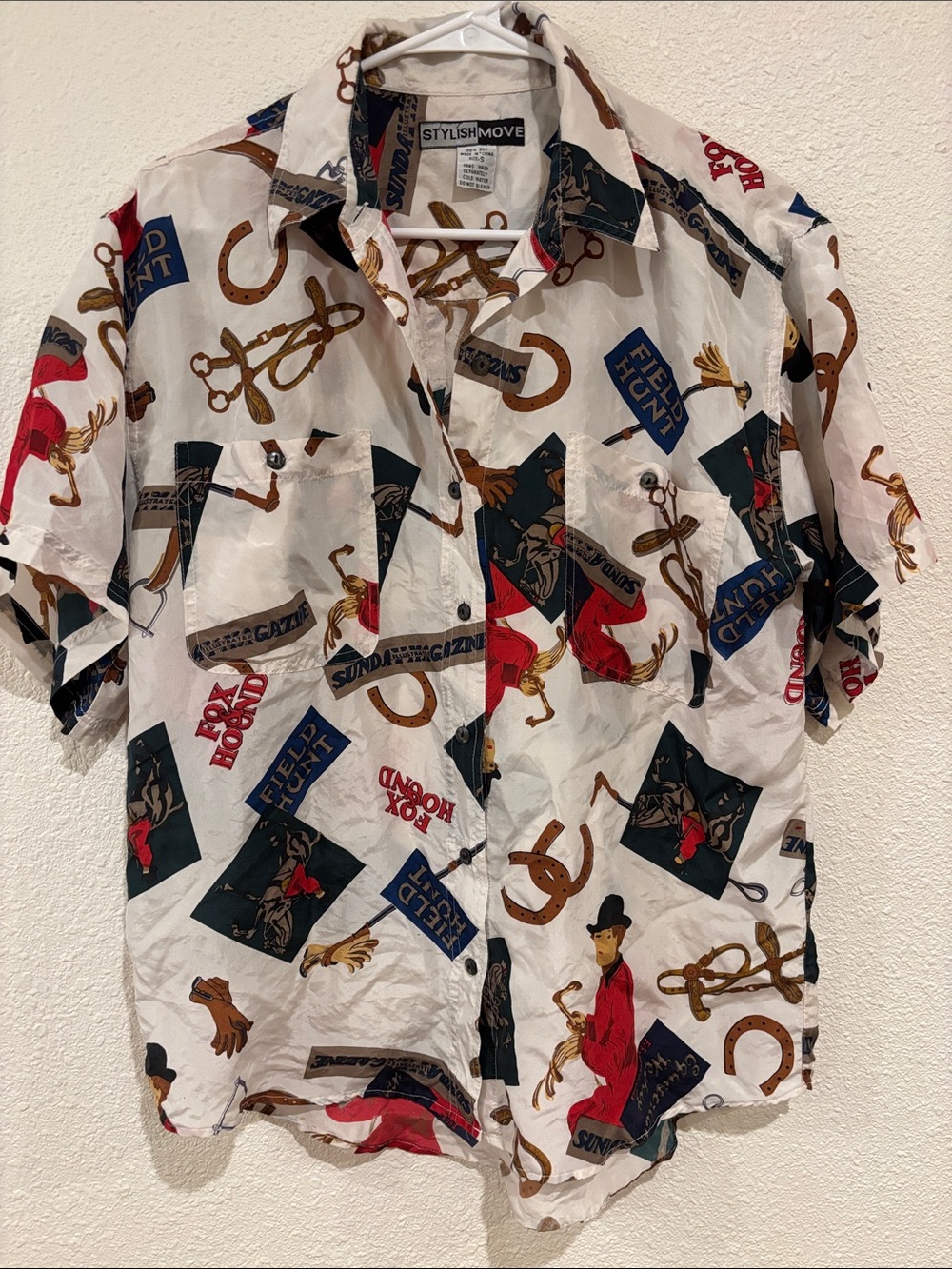 90s silk equestrian top